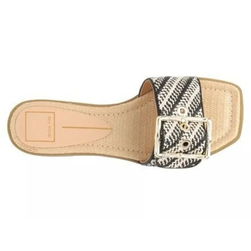 Dolce Vita Ilexa Cream & Black Slip On Sandal Size 8